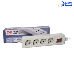 سیم سیار چهار خانه ارت دار کلید دار ۳ متری پارت مدل نیک